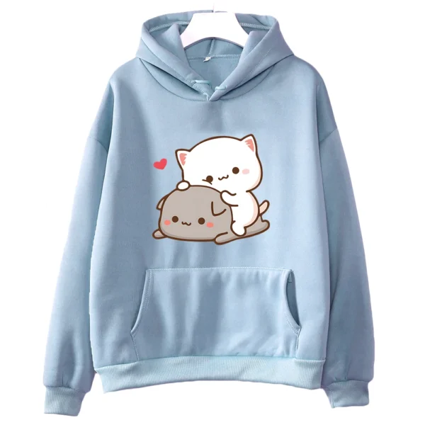 Mochi Peach And Goma Cute Cat Hoodie Sweatshirt for Girls Fashion Kawaii Cartoon Pullovers Women/Men Harajuku Aesthetic Hoodies - Image 3