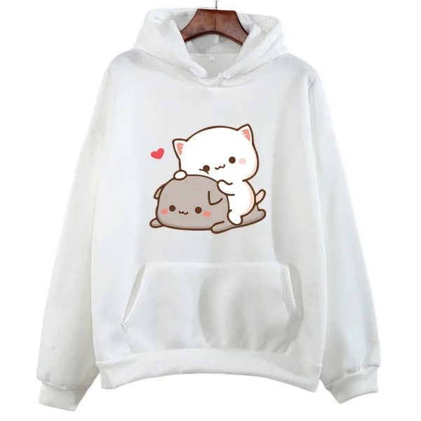 Mochi Peach And Goma Cute Cat Hoodie Sweatshirt for Girls Fashion Kawaii Cartoon Pullovers Women/Men Harajuku Aesthetic Hoodies - Image 7