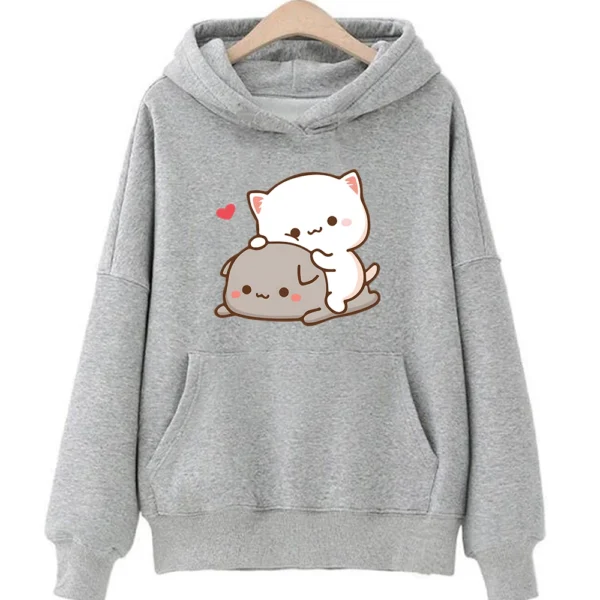 Mochi Peach And Goma Cute Cat Hoodie Sweatshirt for Girls Fashion Kawaii Cartoon Pullovers Women/Men Harajuku Aesthetic Hoodies - Image 6