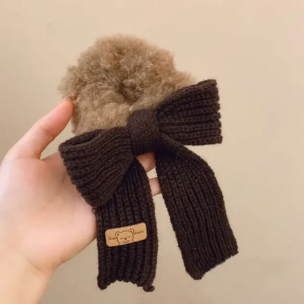 New Autumn/Winter Solid Lamb Wool Bowel Hair Rings Knitted Wool Bow Hair Tie Hair Accessories for Girls Hair Pin - Image 7