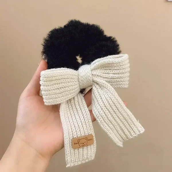 New Autumn/Winter Solid Lamb Wool Bowel Hair Rings Knitted Wool Bow Hair Tie Hair Accessories for Girls Hair Pin - Image 10