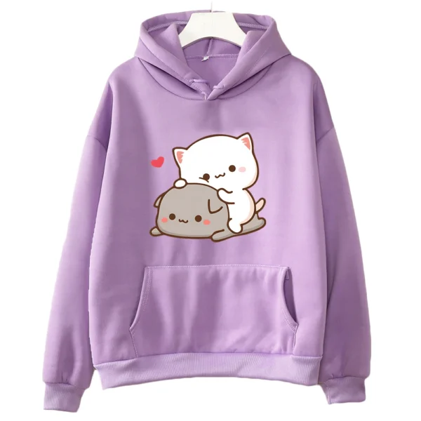 Mochi Peach And Goma Cute Cat Hoodie Sweatshirt for Girls Fashion Kawaii Cartoon Pullovers Women/Men Harajuku Aesthetic Hoodies - Image 11