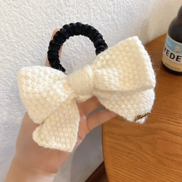 New Autumn/Winter Solid Lamb Wool Bowel Hair Rings Knitted Wool Bow Hair Tie Hair Accessories for Girls Hair Pin - Image 12