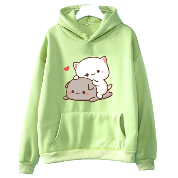 Mochi Peach And Goma Cute Cat Hoodie Sweatshirt for Girls Fashion Kawaii Cartoon Pullovers Women/Men Harajuku Aesthetic Hoodies - Image 10