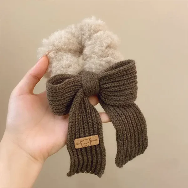 New Autumn/Winter Solid Lamb Wool Bowel Hair Rings Knitted Wool Bow Hair Tie Hair Accessories for Girls Hair Pin - Image 11