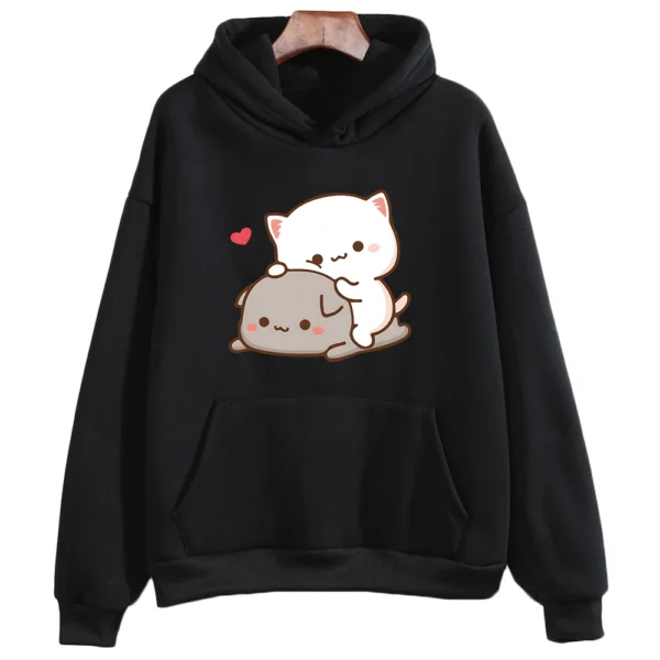 Mochi Peach And Goma Cute Cat Hoodie Sweatshirt for Girls Fashion Kawaii Cartoon Pullovers Women/Men Harajuku Aesthetic Hoodies - Image 8